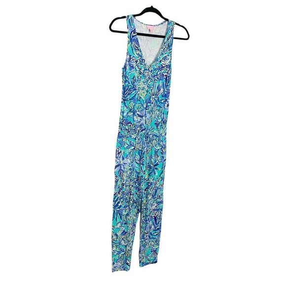 Lilly Pulitzer Paulina Jumpsuit, Size XXS, Bennet Blue Sneak a Peak Print - Picture 6 of 12